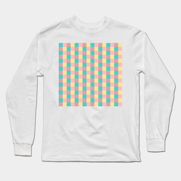 Seamless Checkered Geometric Pattern Long Sleeve T-Shirt by ZUCCACIYECIBO